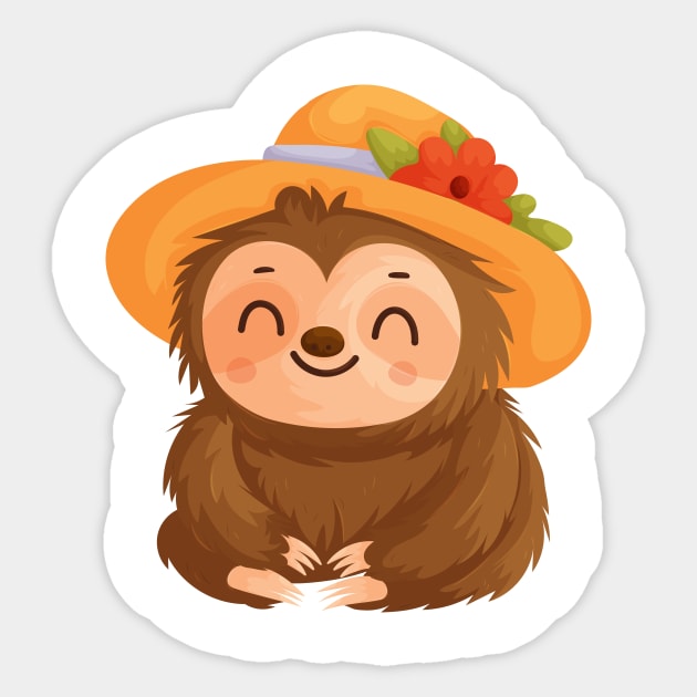 Cute sloth in a straw hat Sticker by Javvani